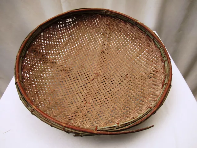Antique Burmese Basketry Sieve For Rice And Sesame Farmhouse Kitchen Utensil "1