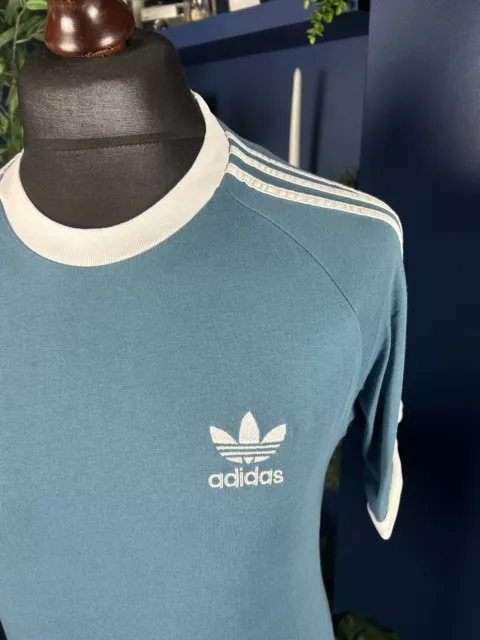 Adidas Shirt Mens Small Blue Originals California Short Sleeve Oasis Nirvana 90s