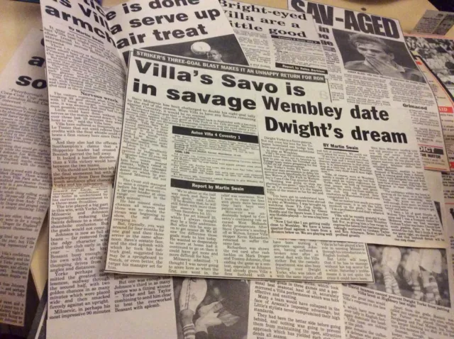 Aston Villa Football newspaper clippings from mainly 1990s