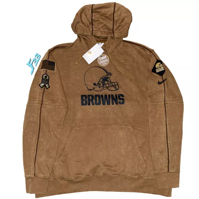 Men's cleveland browns nike olive salute hotsell to service sideline therma pullover hoodie