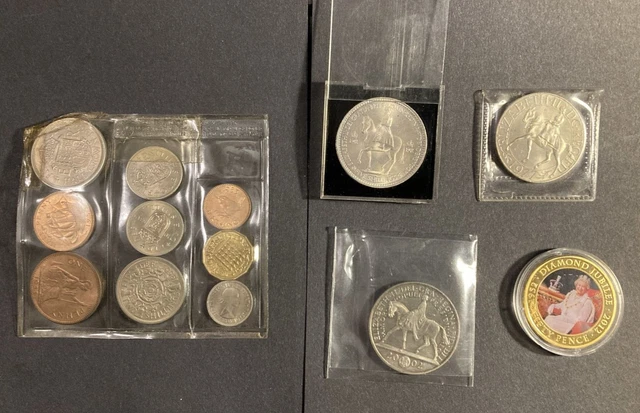 Queen Elizabeth II Coin Collection - 1953 set+Coronation Crown + 25, 50, 60th Cr