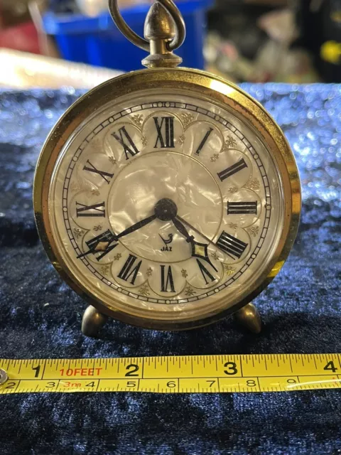 Rare Vintage JAZ Travel Alarm Clock Vintage Retro Piece Kitsch Item Curios Spare