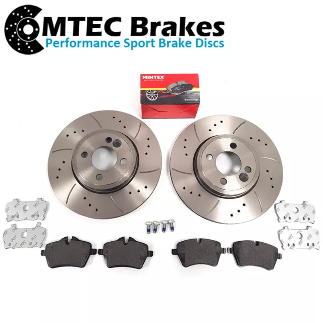 MINI R56 COOPER S 1.6 FRONT DRILLED GROOVED BRAKE DISCS & MINTEX PADS 294mm