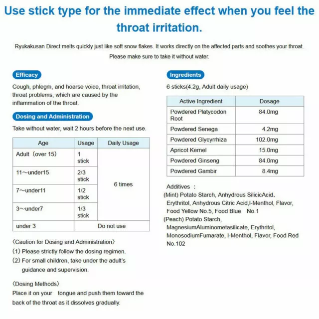 Japan Ryukakusan Direct Stick for Sore Throat/Coughing Powder 3