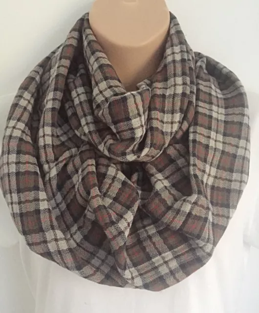 Classic Check Plaid Tartan Circle Loop Infinity Snood Scarf - Great Gift!