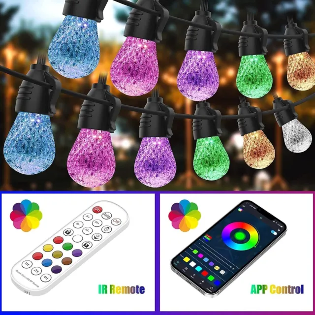 51FT Outdoor LED String Light, Waterproof, Remote Control, Christmas Decoration