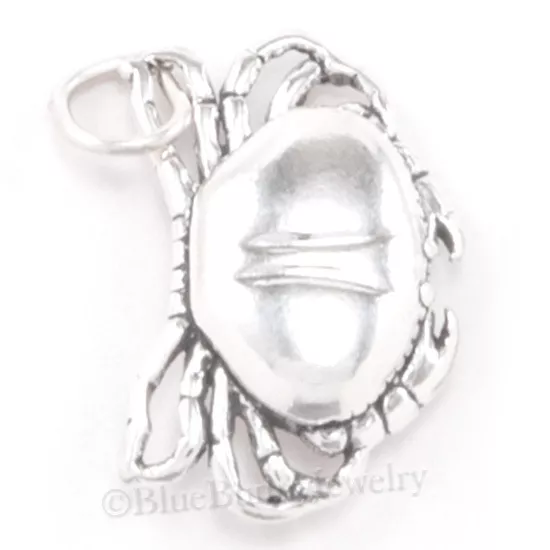 Sterling Silver CRAB charm Beach Pendant Ocean SEA LIFE 925 .925 3D zodiac