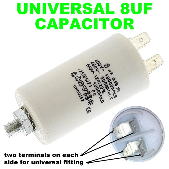 Ufixt Condensatore Di Avviamento Universale 11 µF 450V – Ricambio Per Elettrodomestici (Lavatrici, Frigoriferi, Forni) - 2