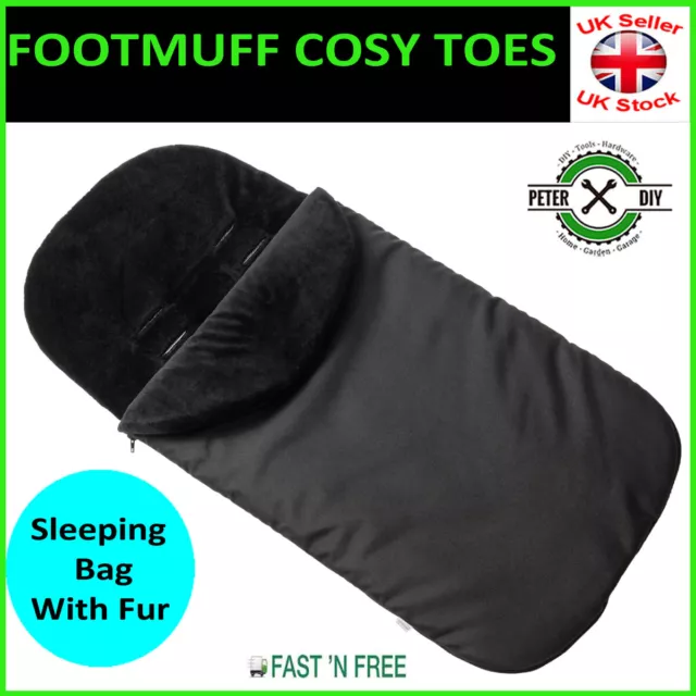 FOOTMUFF Cosy Toes Universal FUR Carrycot Buggy Pushchair Stroller Pram BLACK