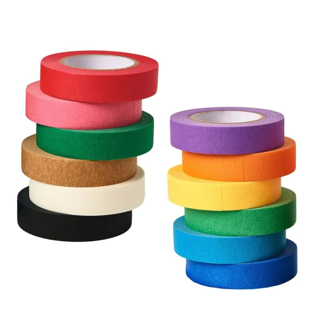 HUAZIZ SET DI 12 rotoli di nastri adesivi colorati Washi da 25 mm