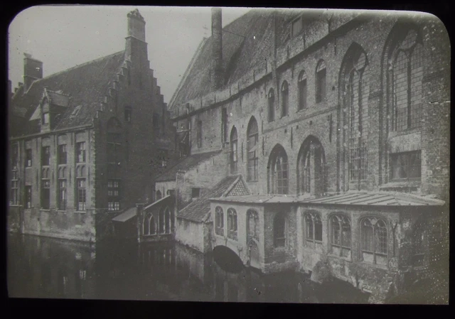 Glass Magic Lantern Slide ST JOHNS HOSPITAL BRUGES C1910 PHOTO BELGIUM