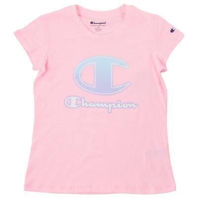 Champion Girls' Short-Sleeve Ombre "C" Script T-Shirt (Pink Candy, S, M, L, XL)