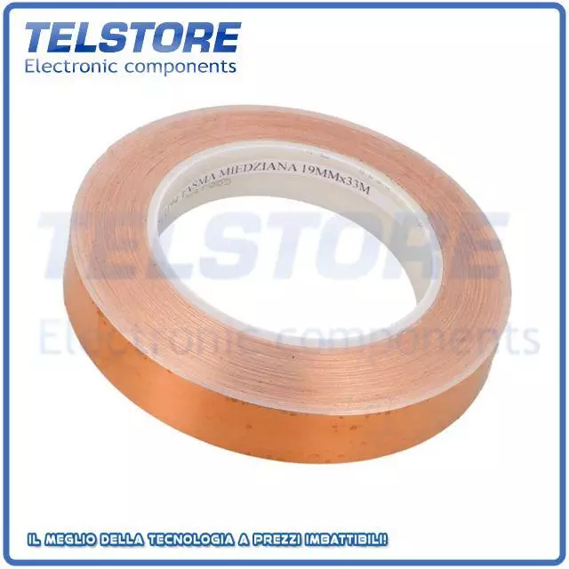 1rotolo 0 Nastro termoconduttiva W 19mm L 33m Thk 0,066mm rame 4,4N/cm  .