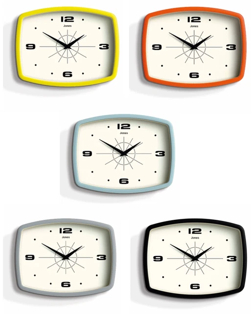 WALL CLOCK RETRO Colourful Rectangular Arabic Dial Bold Movie Jones