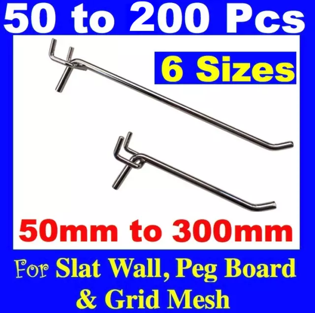 5MPS-H Peg Board Hooks 50mm To 300mm Pegboard Grooved Slatwall Slat wall Panel N