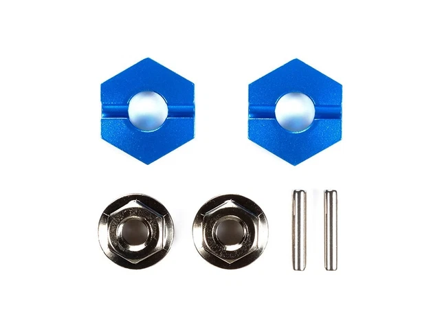 TAMIYA 54668 DB02/TRF Alu-Felgenmitnehmer 2 Stück Vorne – Blau Eloxiert Für RC-Fahrzeuge