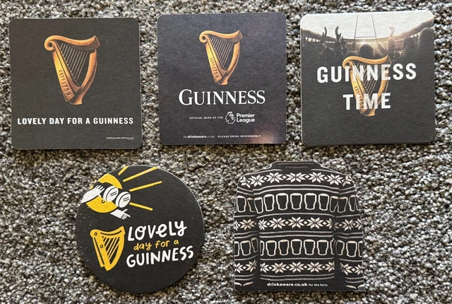 GUINNESS COASTERS, BEER Mats - Never Used X5 £1.67 - PicClick UK