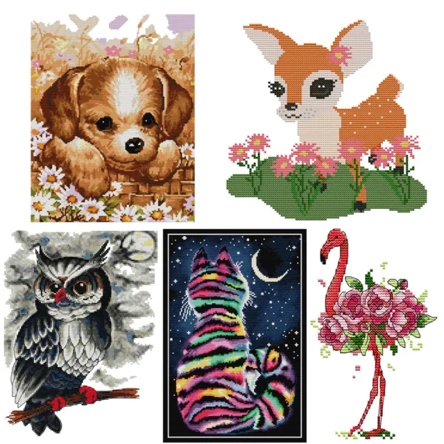 Cross Stitch Print Embroidery Cute Animal Series DIY Canvas 14CT Stamp Kit Gift