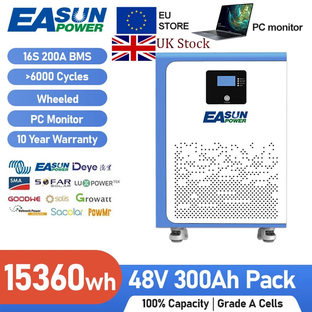 15KWH LIFEPO4 51.2V 300Ah 48V Solar Battery Storage Home Battery RS485 ...