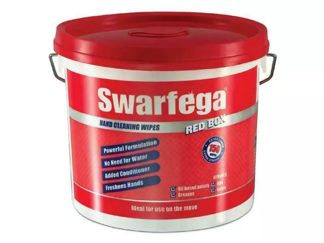 Swarfega Red Box Heavy-Duty Trade Hand Wipes (Tub 150) SWASRB150W