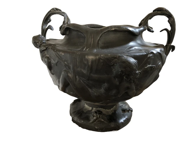 Coupe Ou Bougeoir En étain – Art Nouveau, Avec Anse, Marron (occasion)