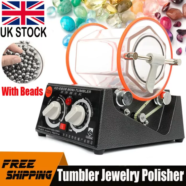 Rotary Tumbler Polisher Jewelry Coin Stone Polishing Finisher Machine + Beads