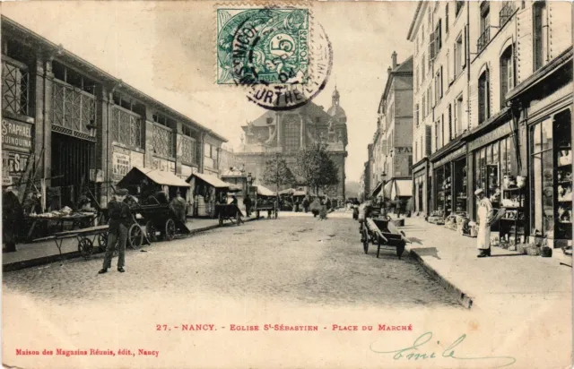 CPA Nancy-Eglise st Sébastien-Place du Marché (187008)