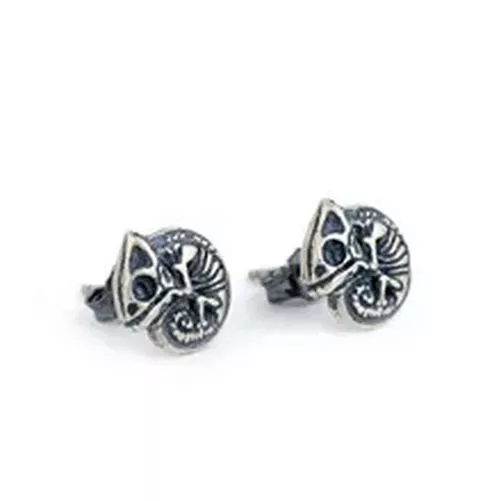 1Pair Chameleon Skeleton Stud Earrings Silver Color Earring Unisex Jewelry Gifts