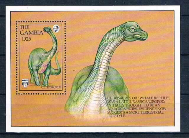 Gambia; Dinosaurier, Cetiosaurus, Block, postfr. **