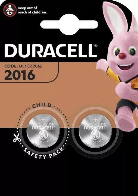 2 x Duracell CR 2016 DL2016 3V Lithium Batterie Knopfzelle - 1 x 2er Blister