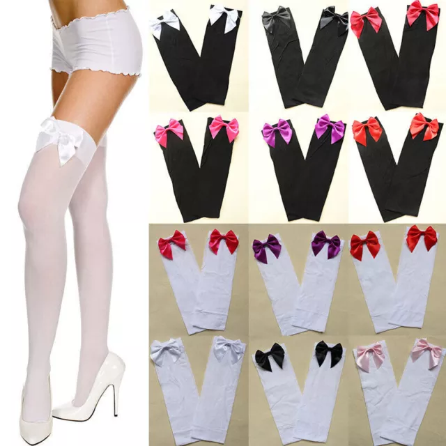 Calze lunghe donna sexy fiocco coscia alte sopra il ginocchio calze club abbigliamento festa 3