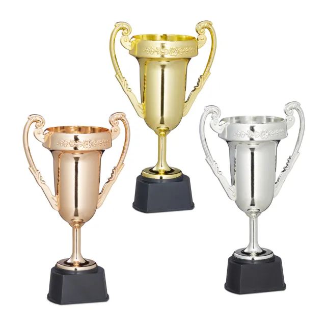 Lot de 3 trophées Coupe de sport multicolore récompense de vainqueur cadeau