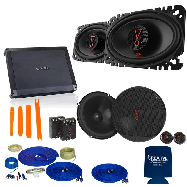 JBL 607CAM 6.5" 6427AM 4x6" Coax with Alpine BBX-F1200 280W 4-Ch Amp and Wiring