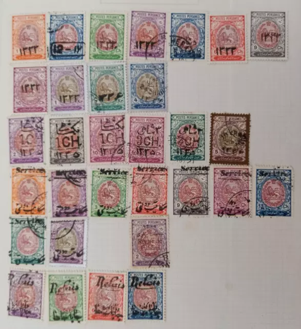 1915 Postes Persanes Selection Of 30 Various Overprint Stamps Hinged Mint & Used