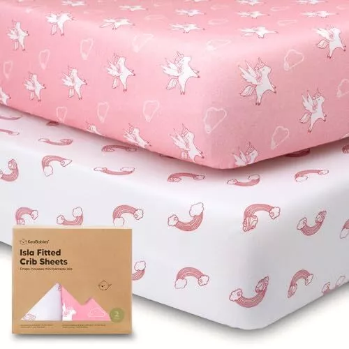 2-Pack Bamboo Viscose Crib Sheets for Boys, Girls - Fitted Crib Sheet, Organic