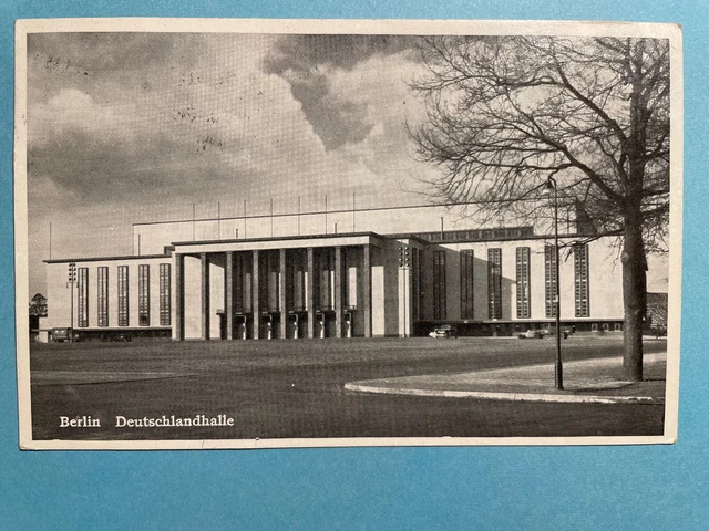 Alte AK von Berlin, Deutschlandhalle, gelaufen 1936