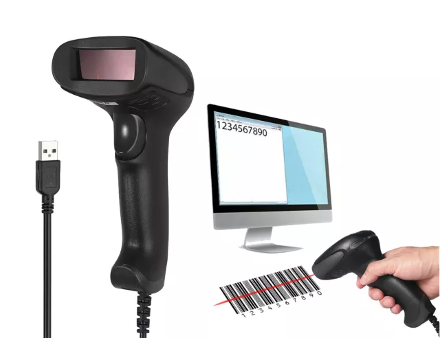 Lettore Codice A Barre Barcode Scanner Con Cavo Usb Pistola Laser Q-A202