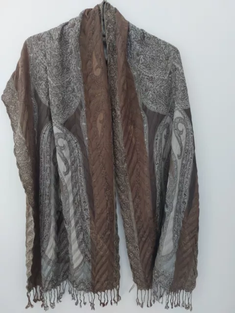 Collection Eighteen Brown Rectangle Scarf / Shawl with fringe