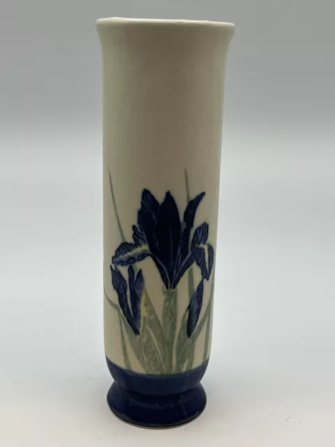 Vintage Otagiri  Blue Iris Ceramic Vase Hand Painted Japan