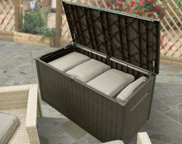 KETER JAVA PLASTIC Garden Storage Deck Box Waterproof XXL Grey or Brown