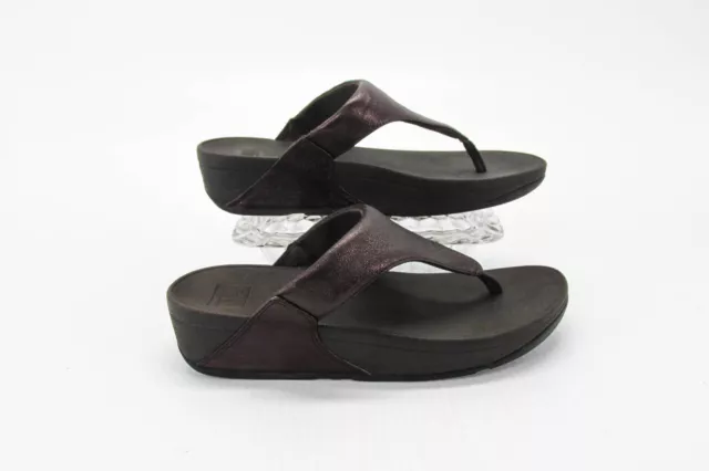 Fitflop Womens Sandal Lulu Brown Metallic Size 8M Toe Thong Shoes Pre Owned jq