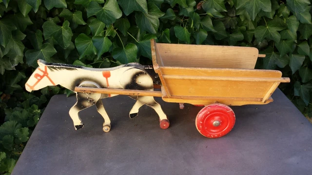 Cheval à Roulettes Vintage Années 70 (papier Mâché Et Feutrine) - Occasion, Jouet Rétro, Fabrication Française