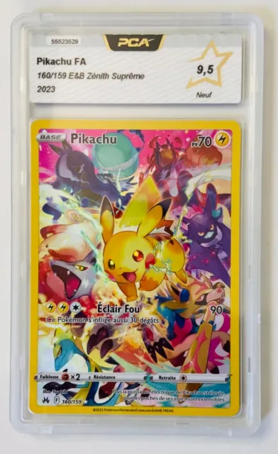 Carte Pokémon – Pikachu 160/159 alternative  Zénith Suprême  ultra rare  PCA 9,5