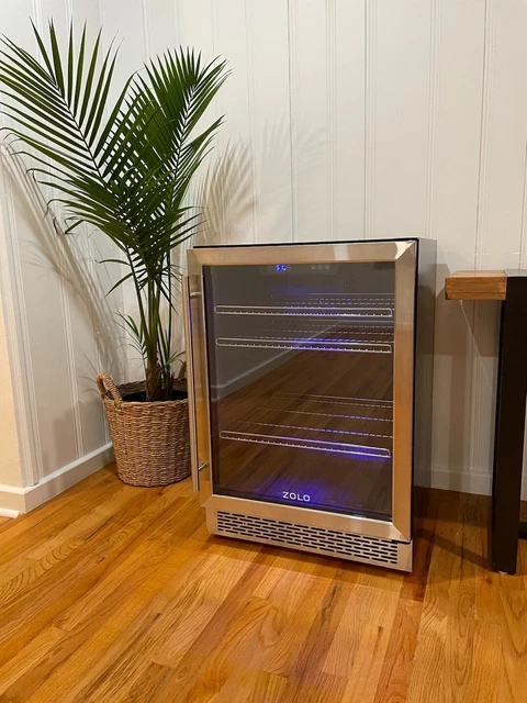 4.4 CU  ft Beverage Cooler Stainless Steel  glass door
