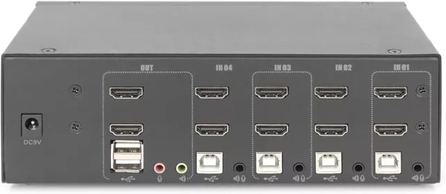 Switch KVM DIGITUS HDMI 4 porte doppio display 4 PC 2 monitor HDMI 3