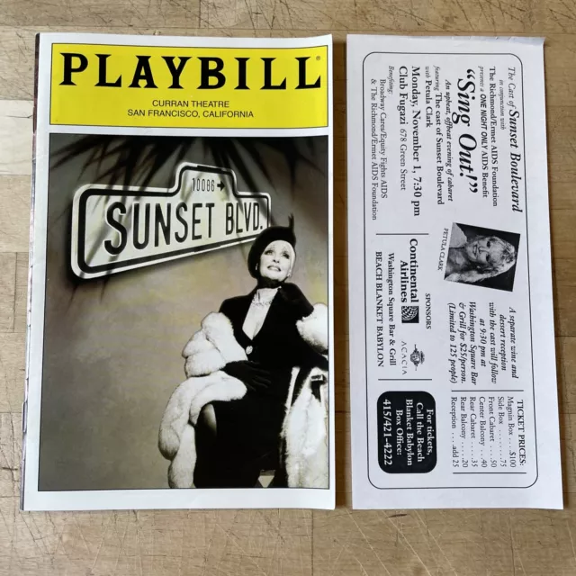 SUNSET BLVD Broadway TOUR Playbill! SAN FRANCISCO Oct 1999 Curran! PETULA CLARK!