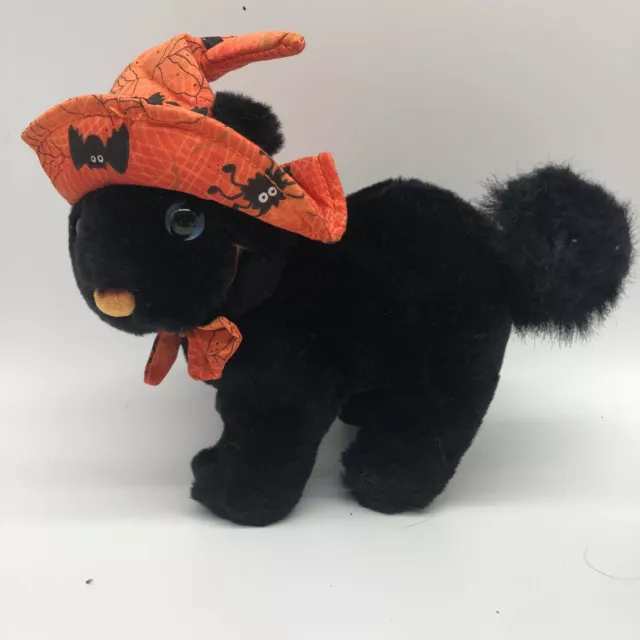 Vtg Sears Exclusive Friday Black Cat Plush Stuffed Toy Halloween Witch Hat
