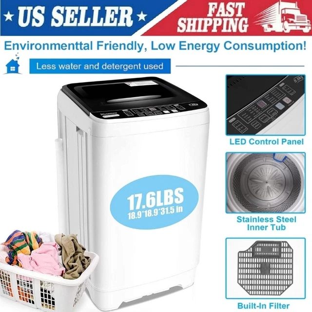 WASHING MACHINE TOPLOADING 17.6Lbs Full Automatic Compact Laundry