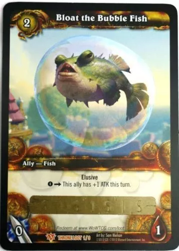 WOW World of Warcraft TCG Loot Card Bloat the Bubble Fish WOW Purple Puffer Pet