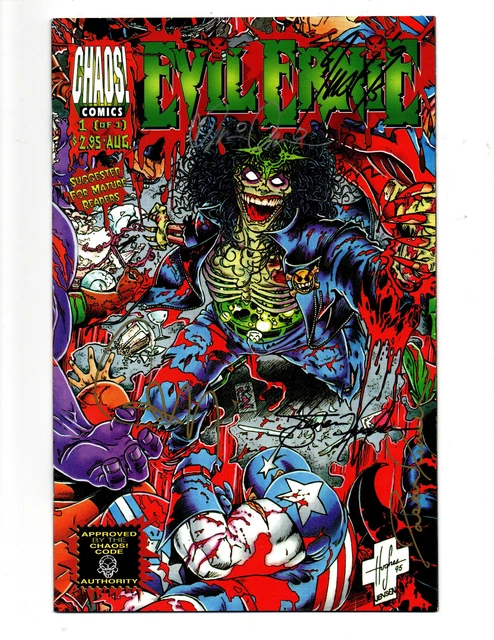 Evil Ernie vs Super Heroes 1  Signed X5!   COA  Chaos! Comics   US shipping only